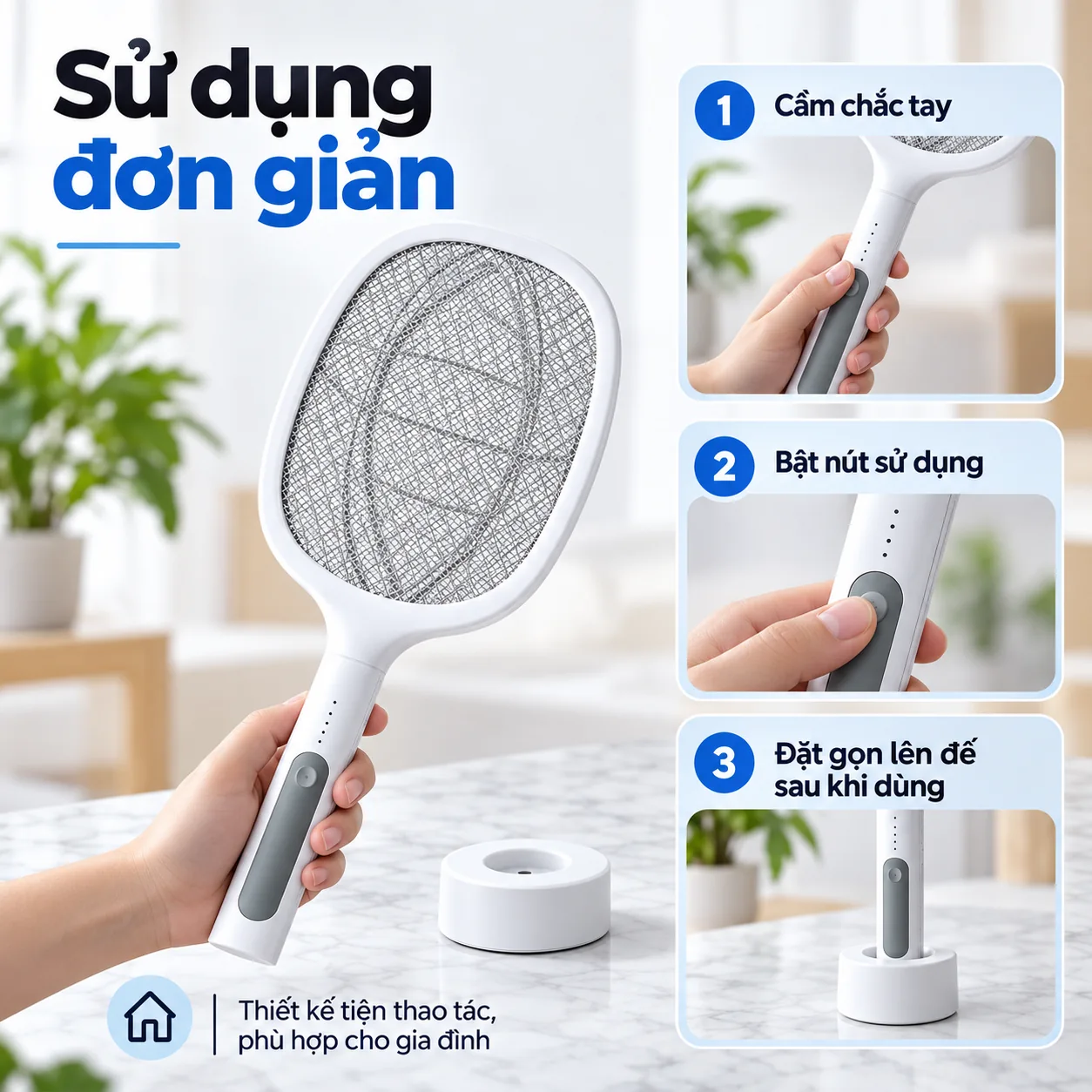 Hướng dẫn thao tác với vợt muỗi điện